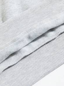 SHEIN EZwear Áo nỉ lót nhiệt in khẩu hiệu Halloween & in hoa - Màu Xám nhạt - Xem 3