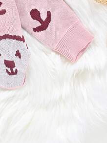 Baby Girl Cartoon Pattern Asymmetrical Hem Sweater - Pink - View 5