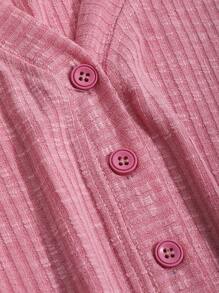 DAZY Solid Button Front Crop Tee,Fall Clothes Long Sleeve Women Tops - Pink - View 8