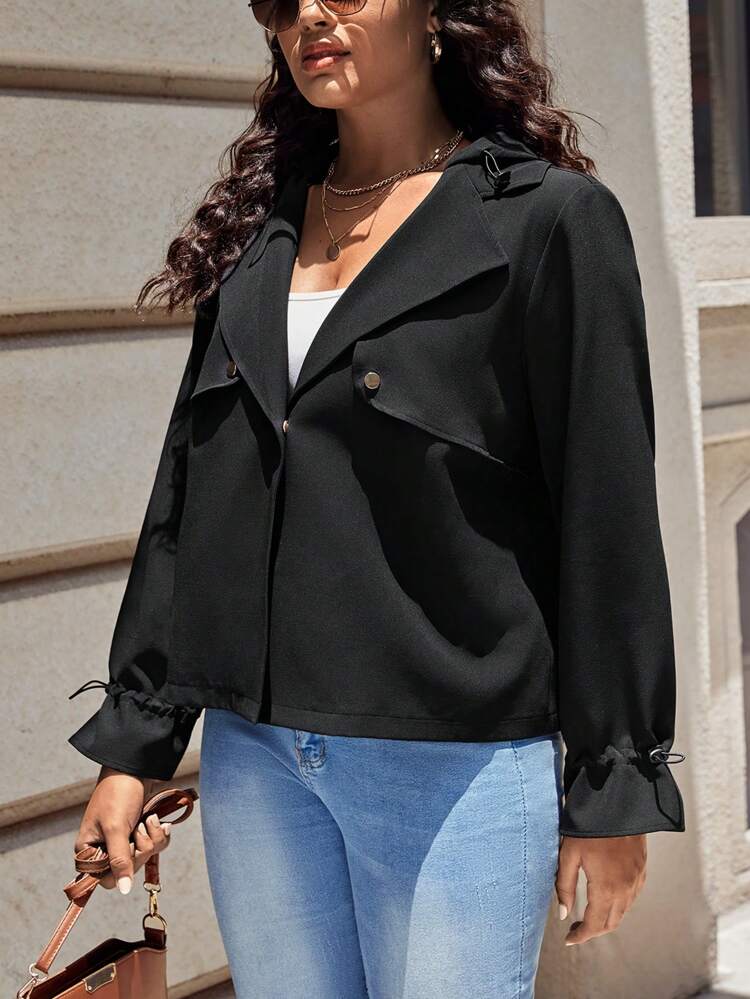 Plus Lapel Neck Flare Sleeve Jacket