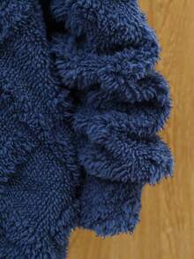 SHEIN Tween Boy Letter Embroidery Kangaroo Pocket Teddy Sweatshirt - Navy Blue - View 5