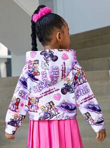 SHEIN 女孩字母和图案卫衣 - 彩色 - 查看 2