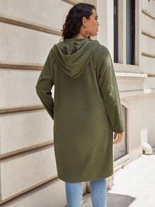 SHEIN LUNE Hơn Túi nghiêng Áo trùm đầu - xanh quân đội - Xem 2