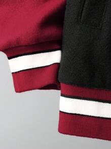 SHEIN Tween Boy Hamburger & Slogan Graphic Varsity Jacket Without Tee - Multicolor - View 3