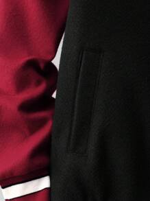 SHEIN Tween Boy Hamburger & Slogan Graphic Varsity Jacket Without Tee - Multicolor - View 4