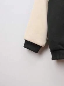 SHEIN Young Boy Letter Graphic Colorblock Bomber Jacket & Sweatpants Without Tee - Black - View 5