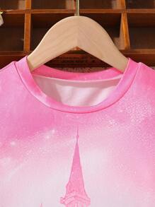 SHEIN Tween Girl Figure & Letter Graphic Tee Dress