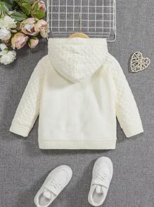 SHEIN 年輕女孩雙口袋插肩袖連帽保暖襯裡開衫