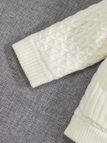 SHEIN 年輕女孩雙口袋插肩袖連帽保暖襯裡開衫