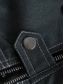 SHEINNeu Solid Raglan Sleeve Belted Dress - Dark Grey - View 3