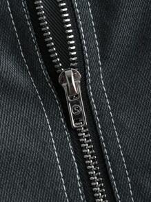 SHEINNeu Solid Raglan Sleeve Belted Dress - Dark Grey - View 4