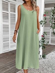 SHEIN LUNE Vestido tank unicolor - verde menta - Ver 5