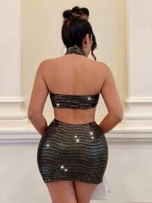 SHEIN SXY Sequin Tube Top & Bodycon Skirt - Gold - View 2