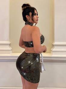 SHEIN SXY Sequin Tube Top & Bodycon Skirt - Gold - View 5