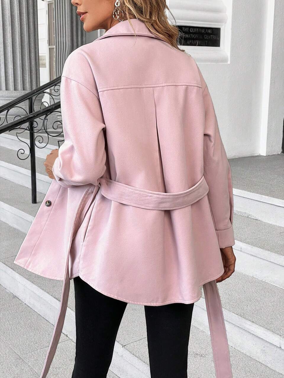 Flap Pocket Belted Overcoat