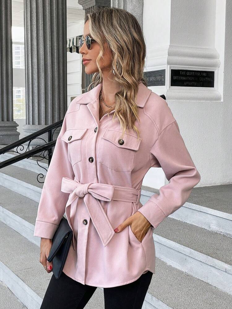 Flap Pocket Belted Overcoat