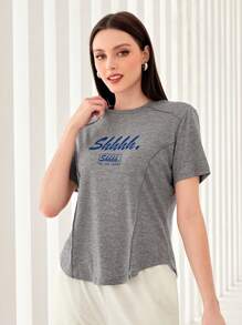 Mulvari 字母圖案頂針T恤 - 灰色 - 查看 1