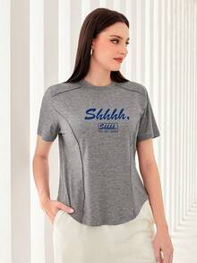 Mulvari 字母圖案頂針T恤 - 灰色 - 查看 3