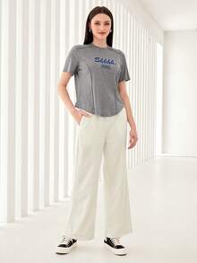 Mulvari 字母圖案頂針T恤 - 灰色 - 查看 4