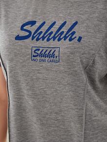 Mulvari 字母圖案頂針T恤 - 灰色 - 查看 5