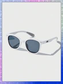 JNSQ 1pc Kids' Fashionable Oval Frame Fashion Glasses For & Outdoor Activities - White - View 1