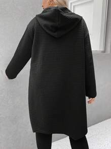 SHEIN LUNE Hơn Túi Kép Thả vai Áo trùm đầu - màu đen - Xem 2