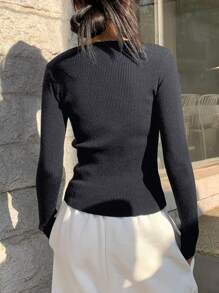 DAZY 女士纯色圆领长袖修身商务休闲套头衫，秋季女装