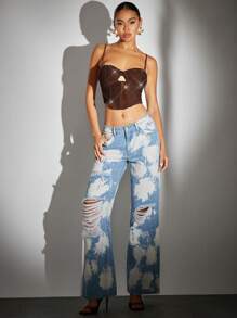 SHEIN BAE Cami Top mit Strass Detail, Ausschnitt vorne, - Schokoladenbraun - Übersicht 6