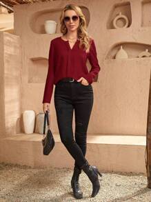 SHEIN Clasi 素色缺口領上衣