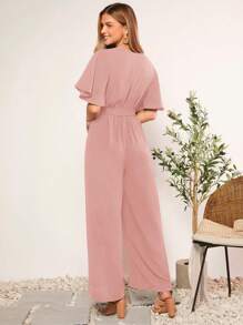 SHEIN Clasi 交疊領腰帶闊腿連體褲