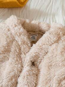 男嬰素色毛絨夾克和褲子 - 杏色 - 查看 3