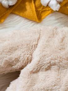 男嬰素色毛絨夾克和褲子 - 杏色 - 查看 4