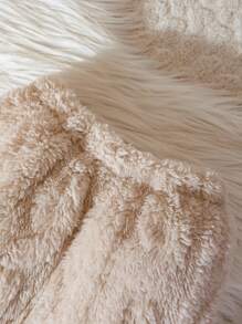 男嬰素色毛絨夾克和褲子 - 杏色 - 查看 8