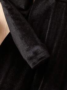 SHEIN 女大童鏤空蕾絲花邊泡泡袖方領洋裝 - 黑色 - 查看 6