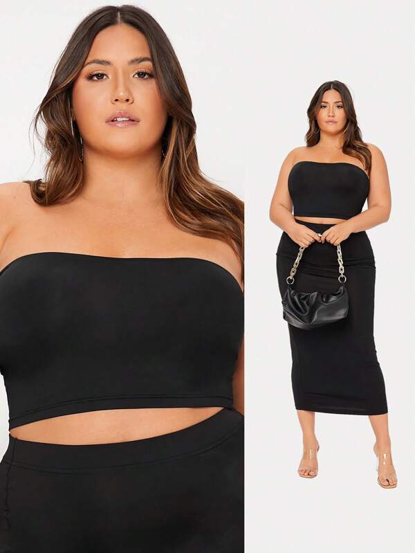 SHEIN BASICS لباس علوي انبوب قصير مقاس كبير