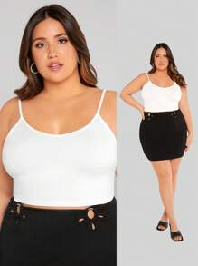 SHEIN BASICS Top de tirantes corto de cuello scoop - Blanco - Ver 1