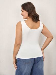 SHEIN BASICS Plus Solid Slim Tank Top - White - View 2