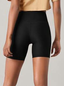 SHEIN BASICS Wide Waistband Solid Biker Shorts