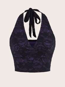 ROMWE PUNK Top halter con estampado floral, escuela - Multicolor - Ver 1