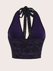 ROMWE PUNK Top halter con estampado floral, escuela - Multicolor - Ver 2
