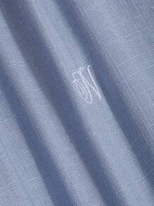 DAZY Solid Button Front Drop Shoulder Shirt Long Sleeve - Blue - View 8