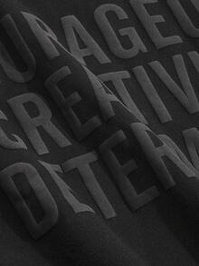 DAZY 字母圖案落肩袖運動衫 - 深灰色 - 查看 7