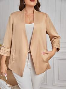 SHEIN Clasi Oversized offener Blazer in Herbst/Winter - Khaki - Übersicht 1