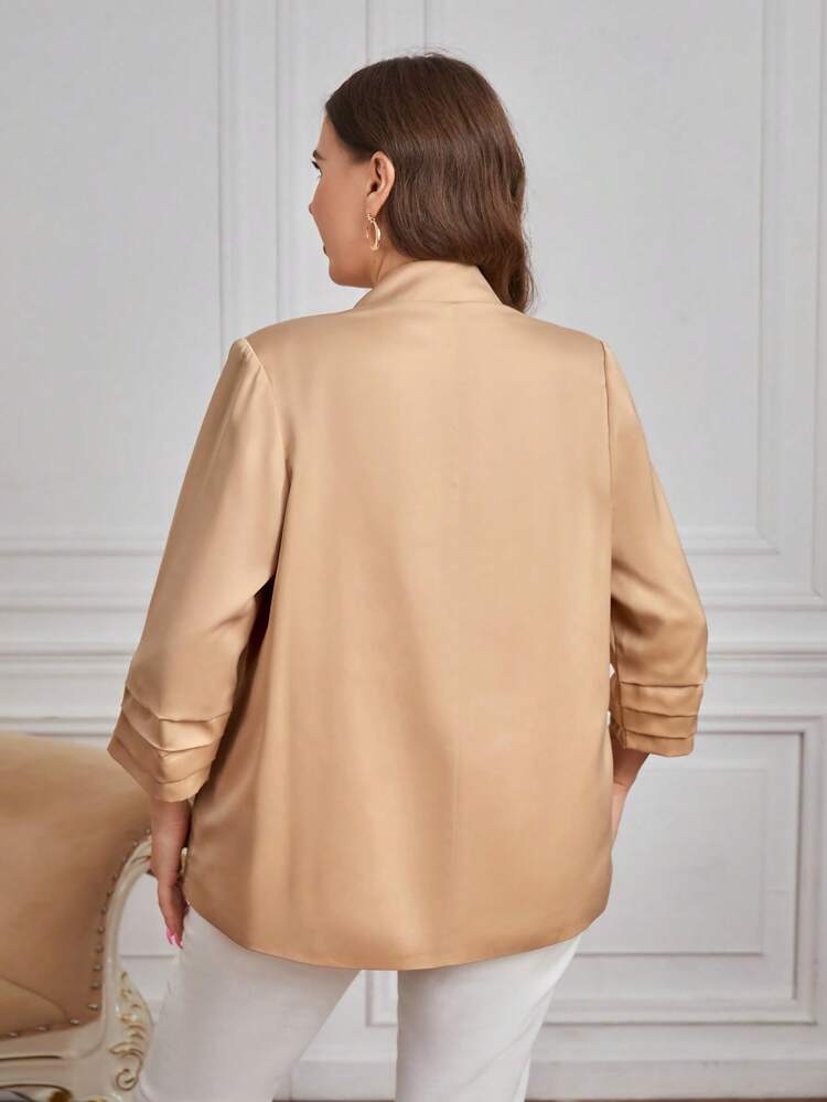 Plus Solid Open Front Blazer In Fall/Winter