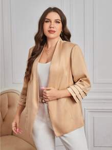 SHEIN Clasi Oversized offener Blazer in Herbst/Winter - Khaki - Übersicht 3