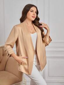 SHEIN Clasi Oversized offener Blazer in Herbst/Winter - Khaki - Übersicht 4