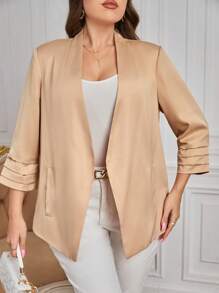 SHEIN Clasi Oversized offener Blazer in Herbst/Winter - Khaki - Übersicht 5