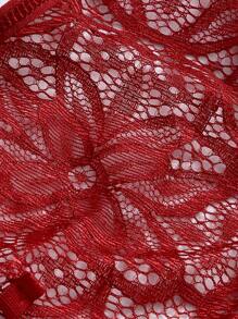 Set de lencería con encaje floral arnés - Burdeos - Ver 6