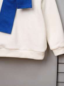 SHEIN 年轻男孩休闲纯色连帽运动衫、针织裤和围巾套装 - 薄款、羊毛款、加厚款 - 藍白色 - 查看 6