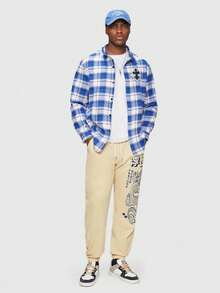 Hunows Guys Japanese Letter & Dragon Graphic Drawstring Waist Sweatpants - Apricot - View 6